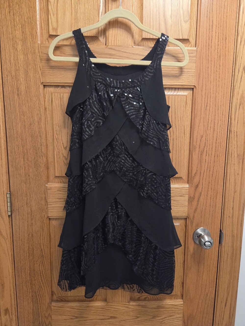 Laura Petites, Black Sequin Layered Party, Cocktail Dress - Women